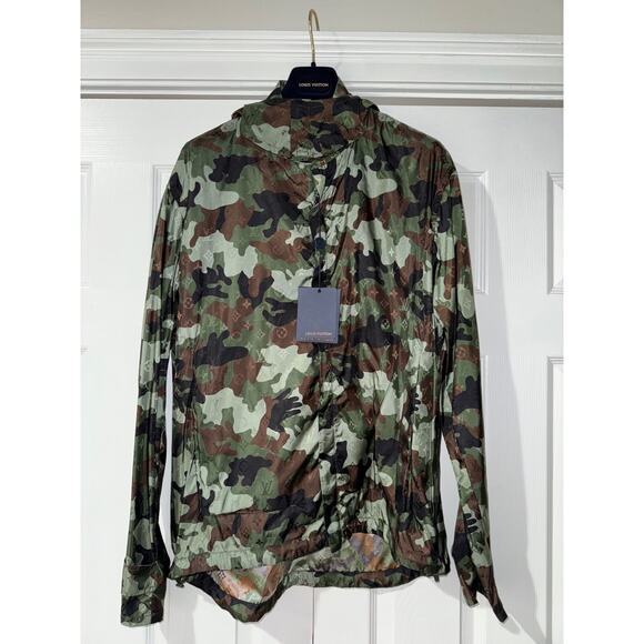 Louis Vuitton Virgil Abloh Monogram Camo Green Logo Anorak Windbreaker Jacket 48 - Picture 4 of 16